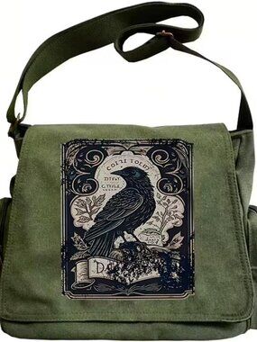 Pattern Messenger Bag Canvas Crossbody Bags Women/Men Purses with Pockets